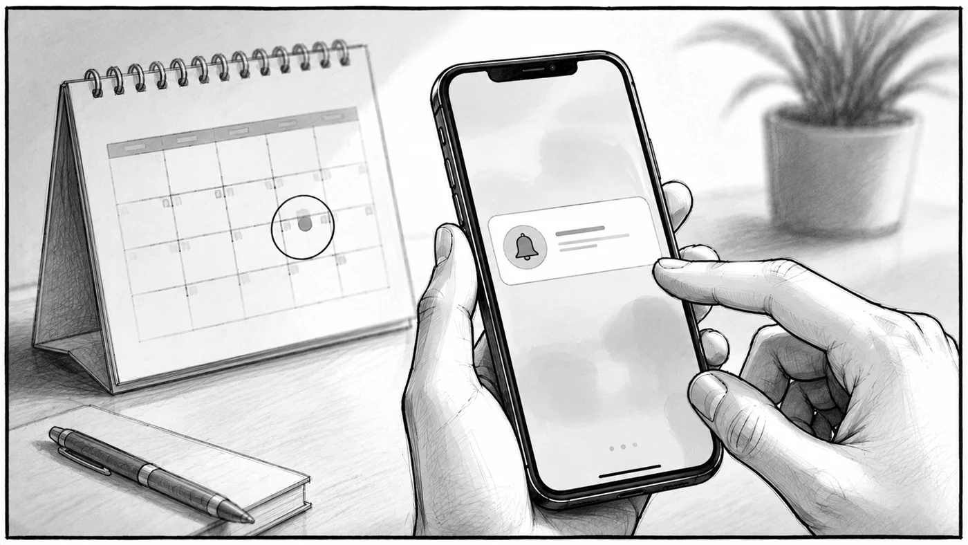 A reminder to act in time — storyboard concept