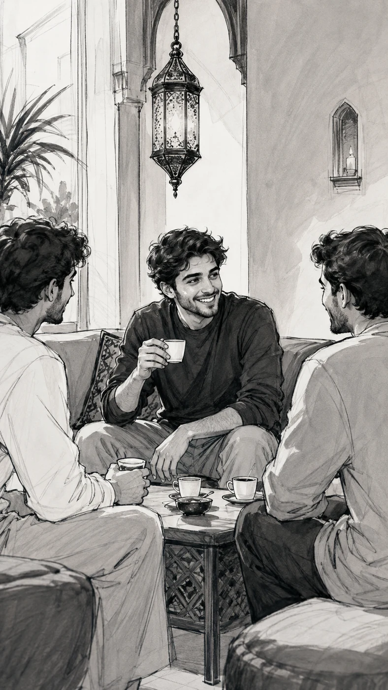 A conversation with friends — storyboard concept