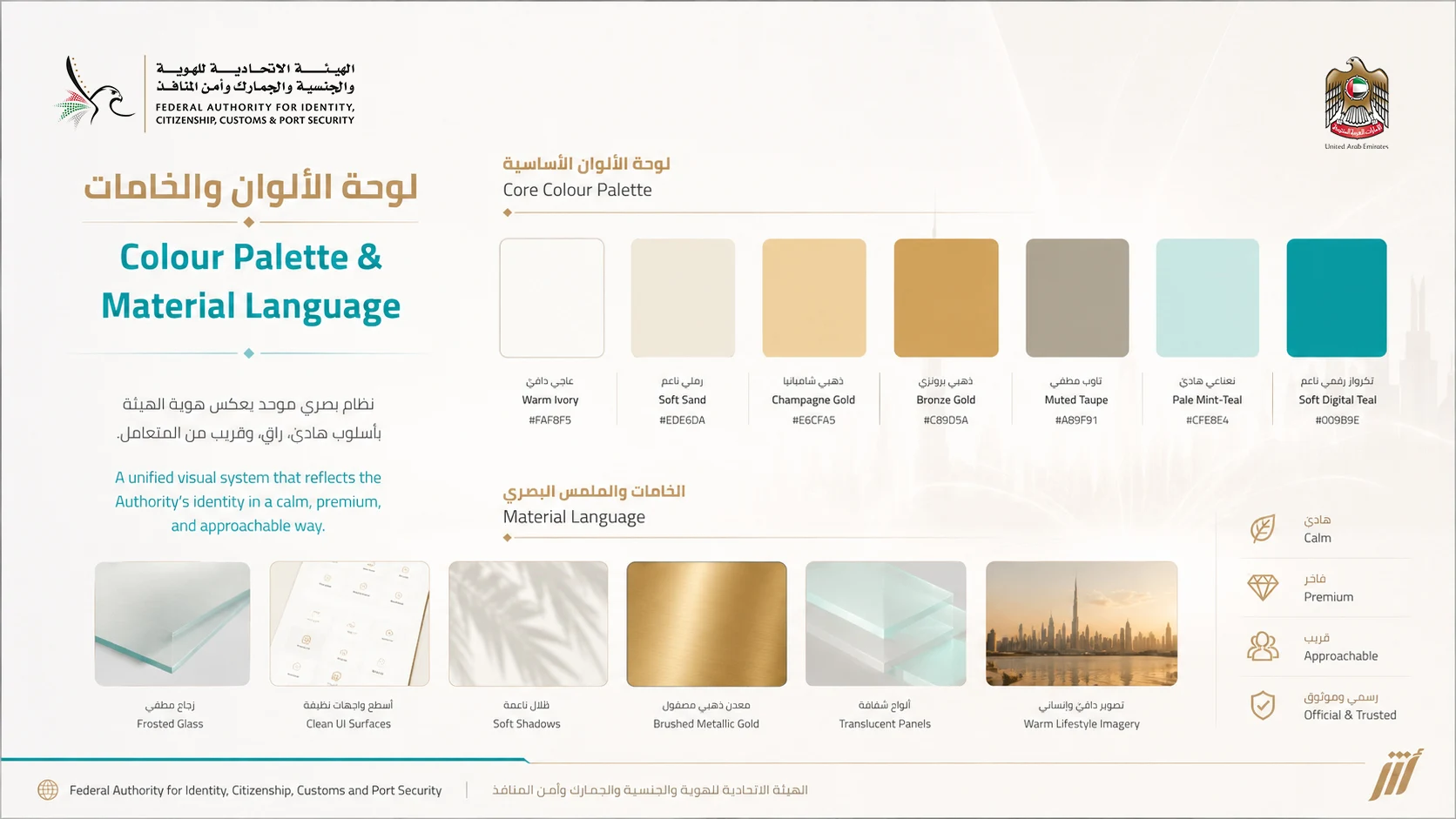 Proposed colour palette and material language